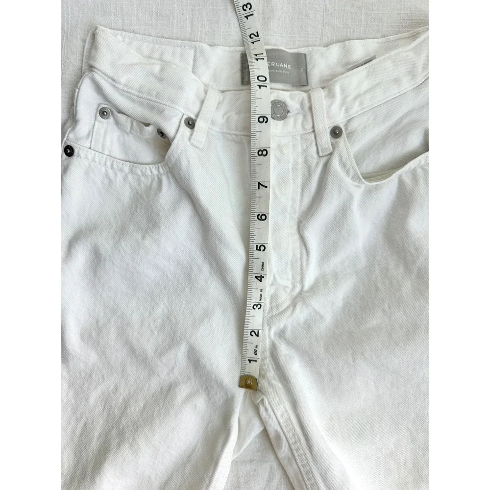 Everlane 90s Cheeky Long Denim Shorts Raw‎ Hem White Casual Summer Size 24
